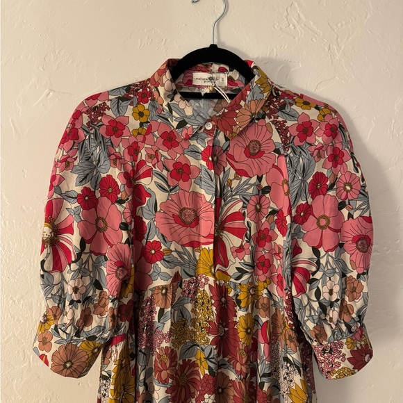 Natural Life Rebecca Midi Dress Vintage Floral Psychedelic Poppy Buttons NWT S - Picture 10 of 12